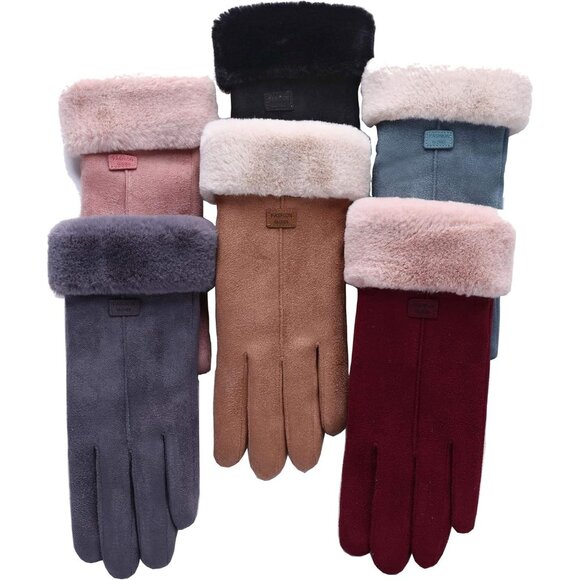 Women's Blue Winter Warm Touch Screen Thick Mittens Lady Outdoor Gloves - Picture 6 of 6